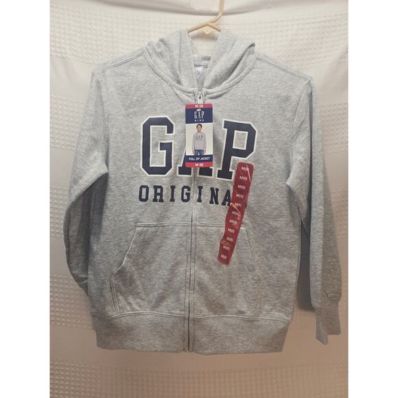 GAP Other - Gap Full Zip Jacket Hoodie Unisex Kids SIze 8 Gray Fleece Graphic Logo 7601